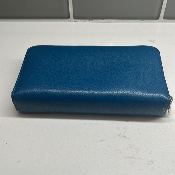 Michael Kors MICHAEL Adele Steel Blue Double Zip Wallet - Picture 7 of 10